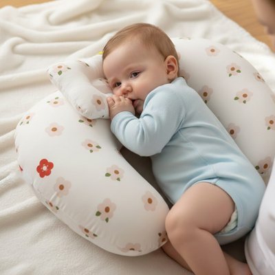 bébé couché sur Coussin d'allaitement Ergolait 