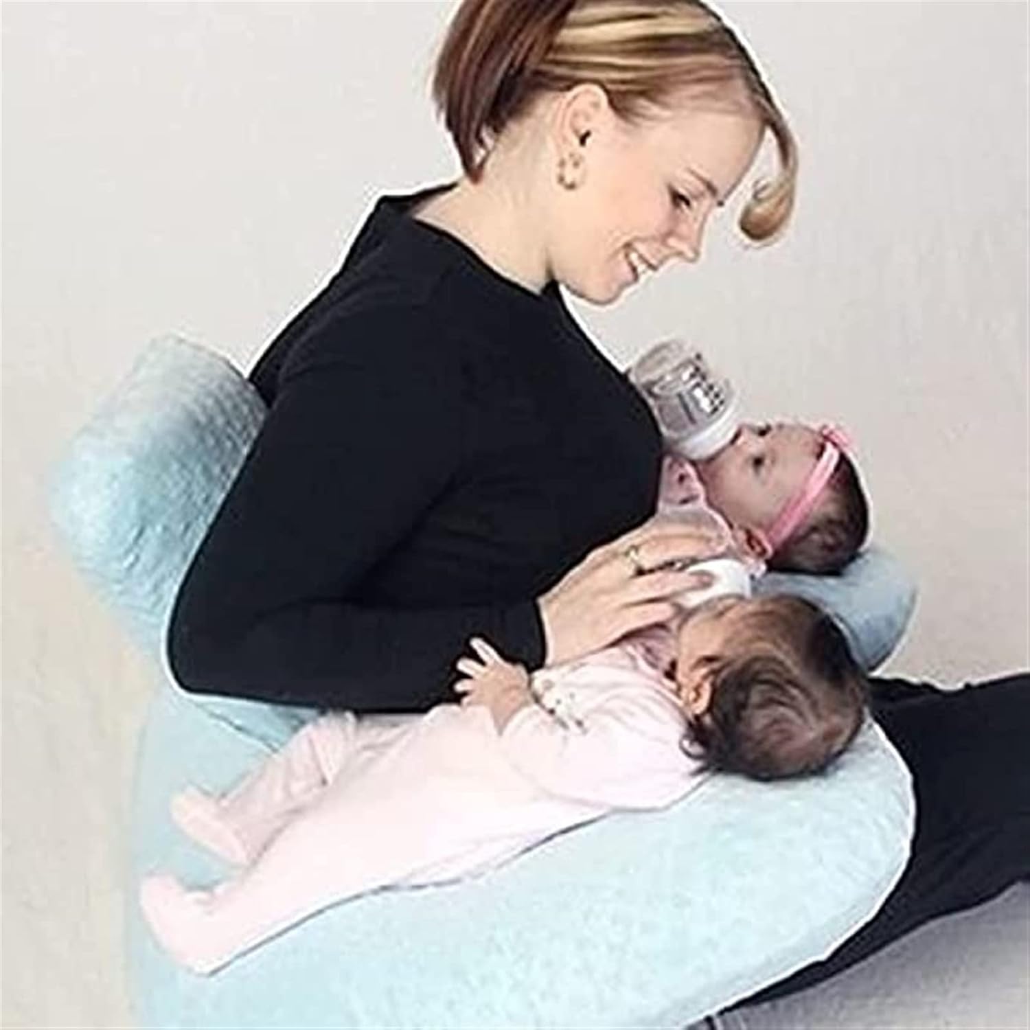 Coussin d'Allaitement - TwinCuddle™ - Bleu Ciel - Le Nid de Maman