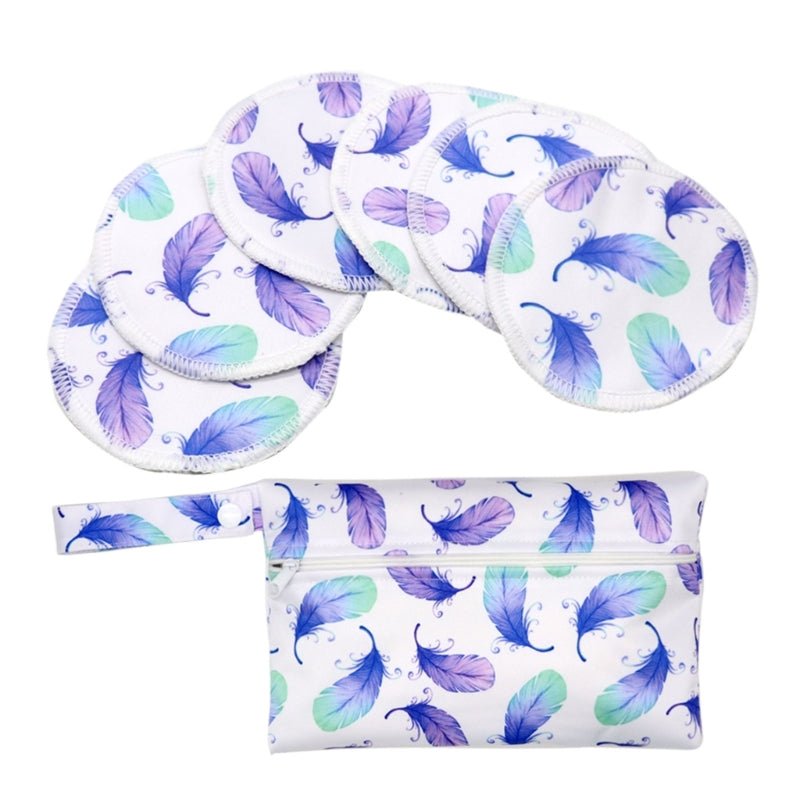 Coussinet d allaitement en bambou reutilisable avec sac de transport plumes