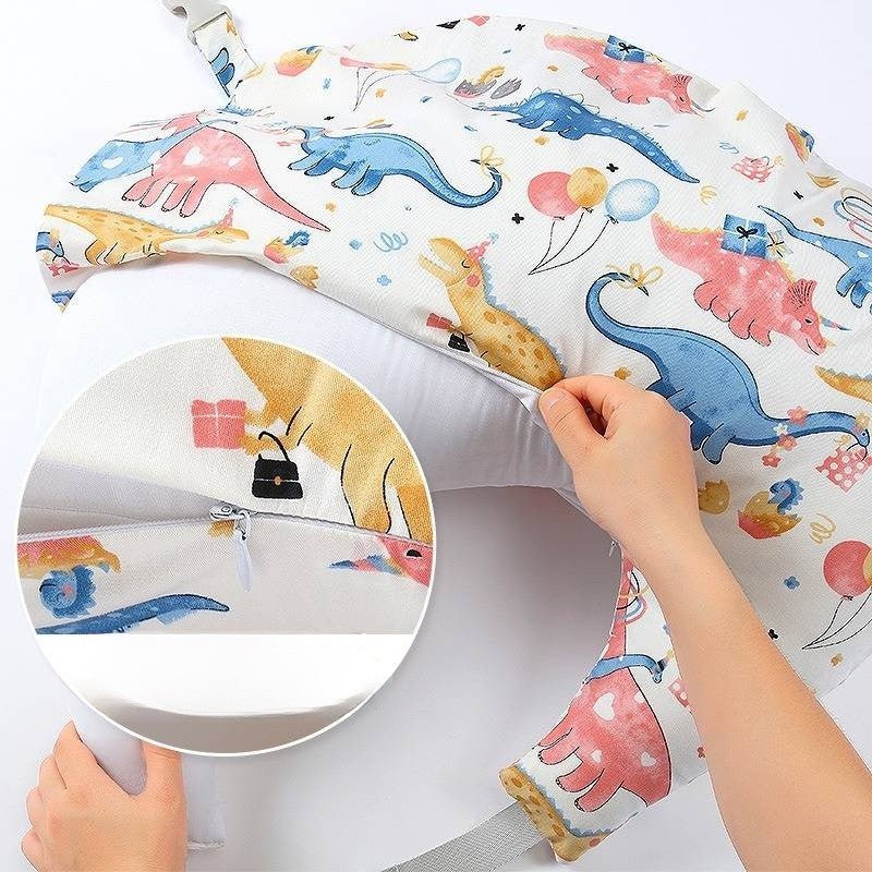 housse amovible fermeture eclair sur coussin allaitement multifonction dinosaures