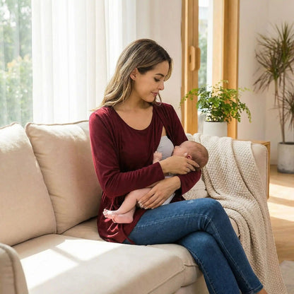 maman allaite avec T-shirt pour allaiter Faux deux pièces 