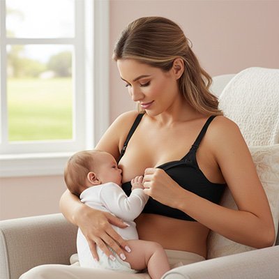 maman allaite bébé avec Soutien gorge d allaitement Laitsenciel 