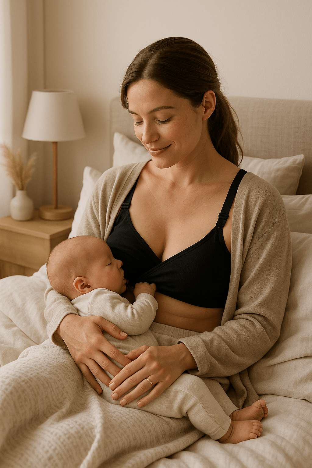 maman porte soutien gorge d allaitement elastelle tient bebe sur elle