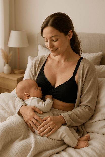 maman porte soutien gorge d allaitement elastelle tient bebe sur elle